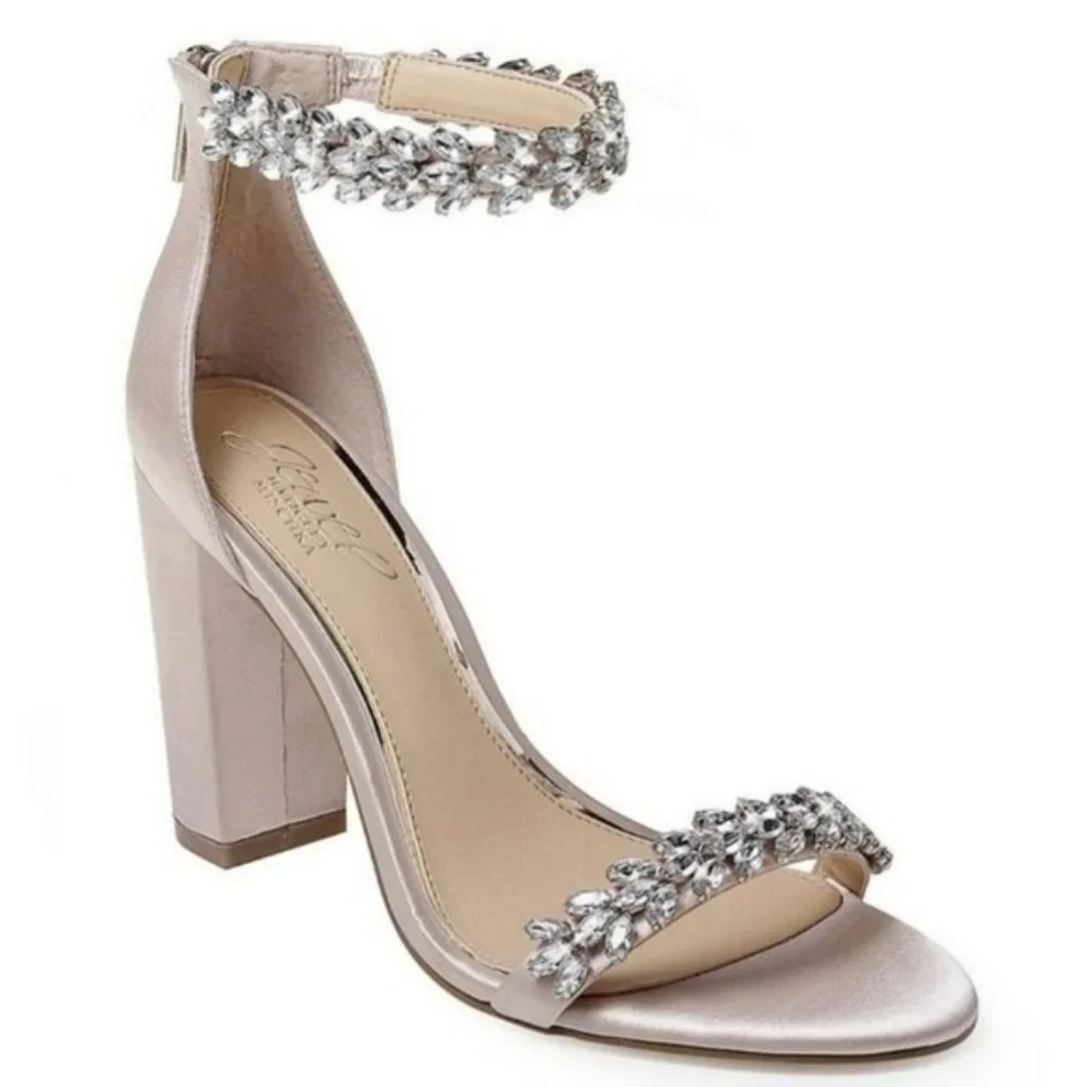 Jewel Badgley Mischka Mayra Evening Sandals Champagne 9 - Picture 1 of 8